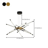 Modern Linear Gold LED Chandelier, Adjustable Height Image - 22