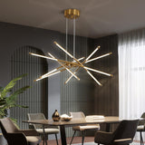 Modern Linear Gold LED Chandelier, Adjustable Height Image - 3