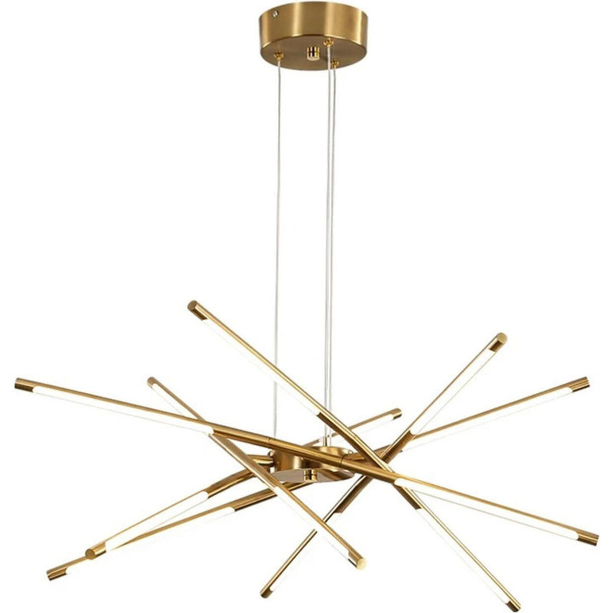 Modern Linear Gold LED Chandelier, Adjustable Height Image - 5