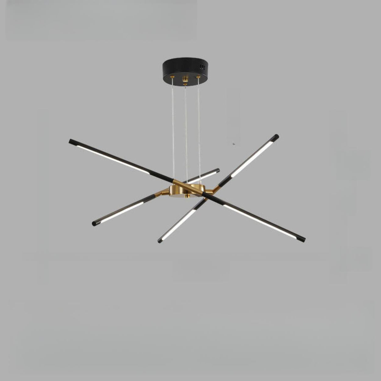 Modern Linear Gold LED Chandelier, Adjustable Height Image - 6