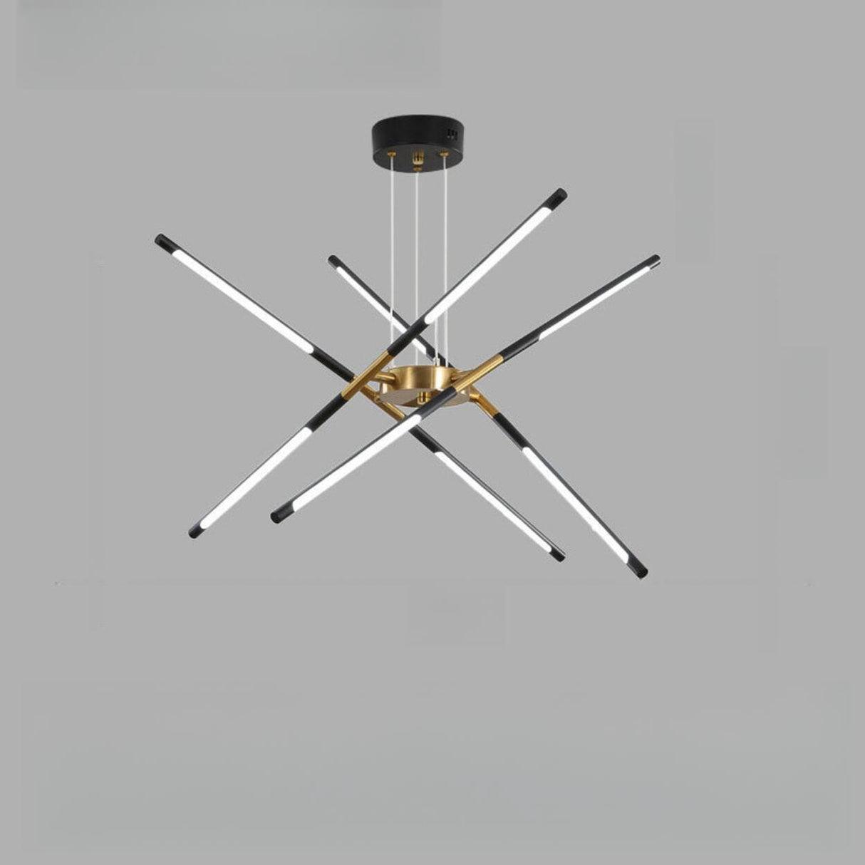 Modern Linear Gold LED Chandelier, Adjustable Height Image - 7