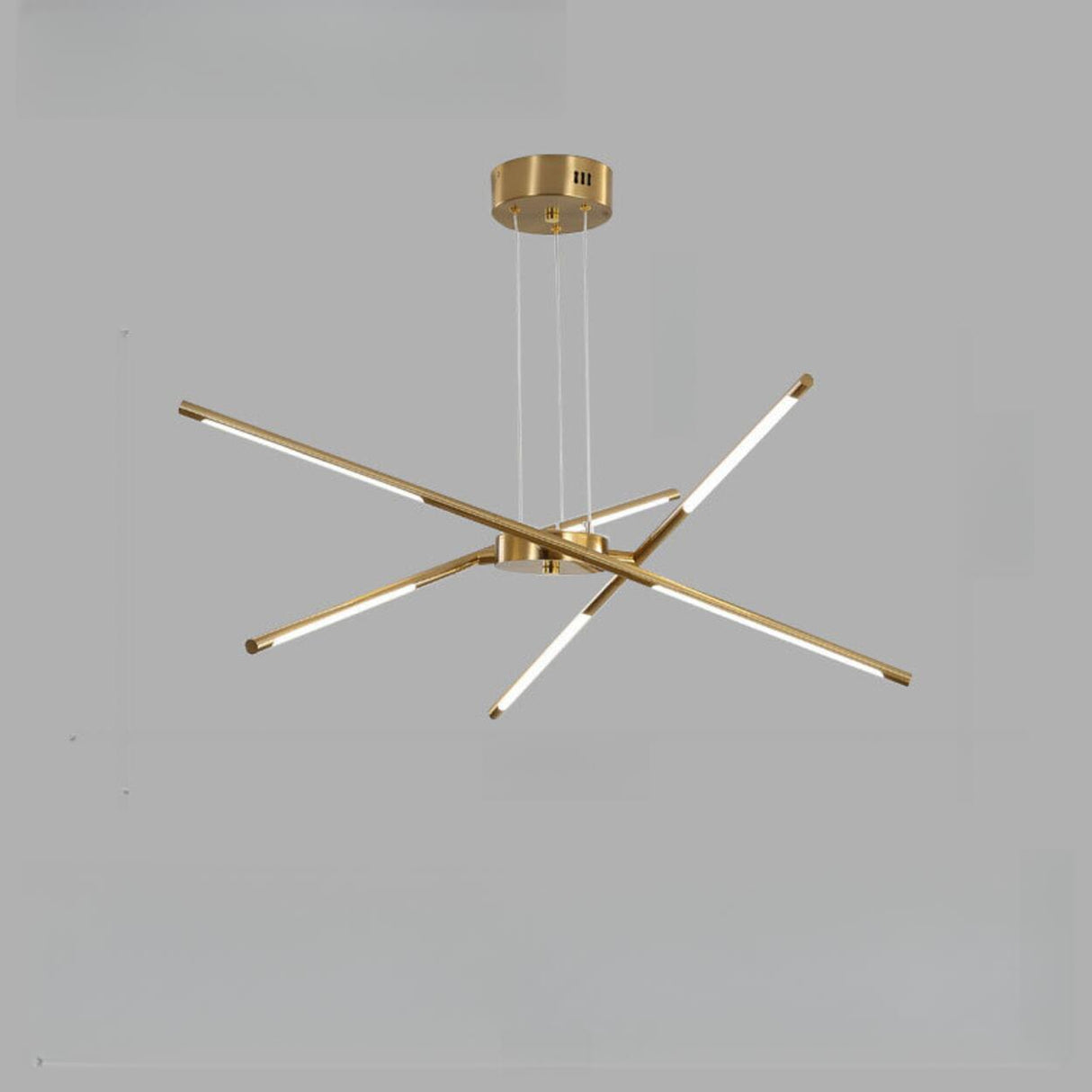 Modern Linear Gold LED Chandelier, Adjustable Height Image - 9