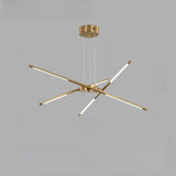 Modern Linear Gold LED Chandelier, Adjustable Height Image - 9