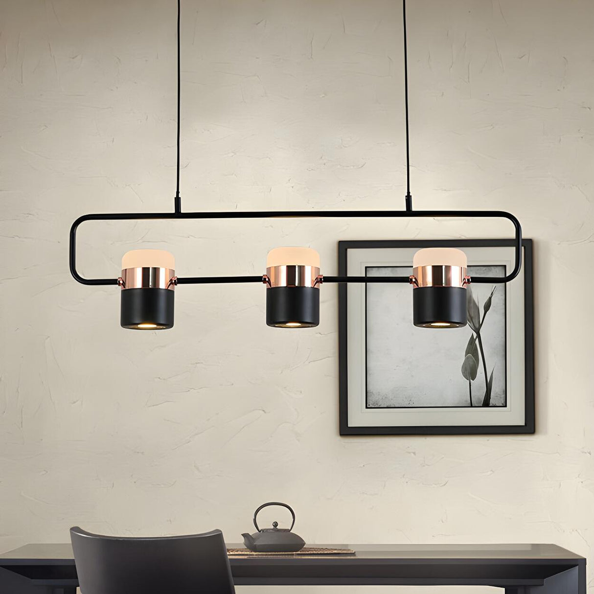 Modern Linear Island Pendant Light Cylinder Chandelier Image - 1