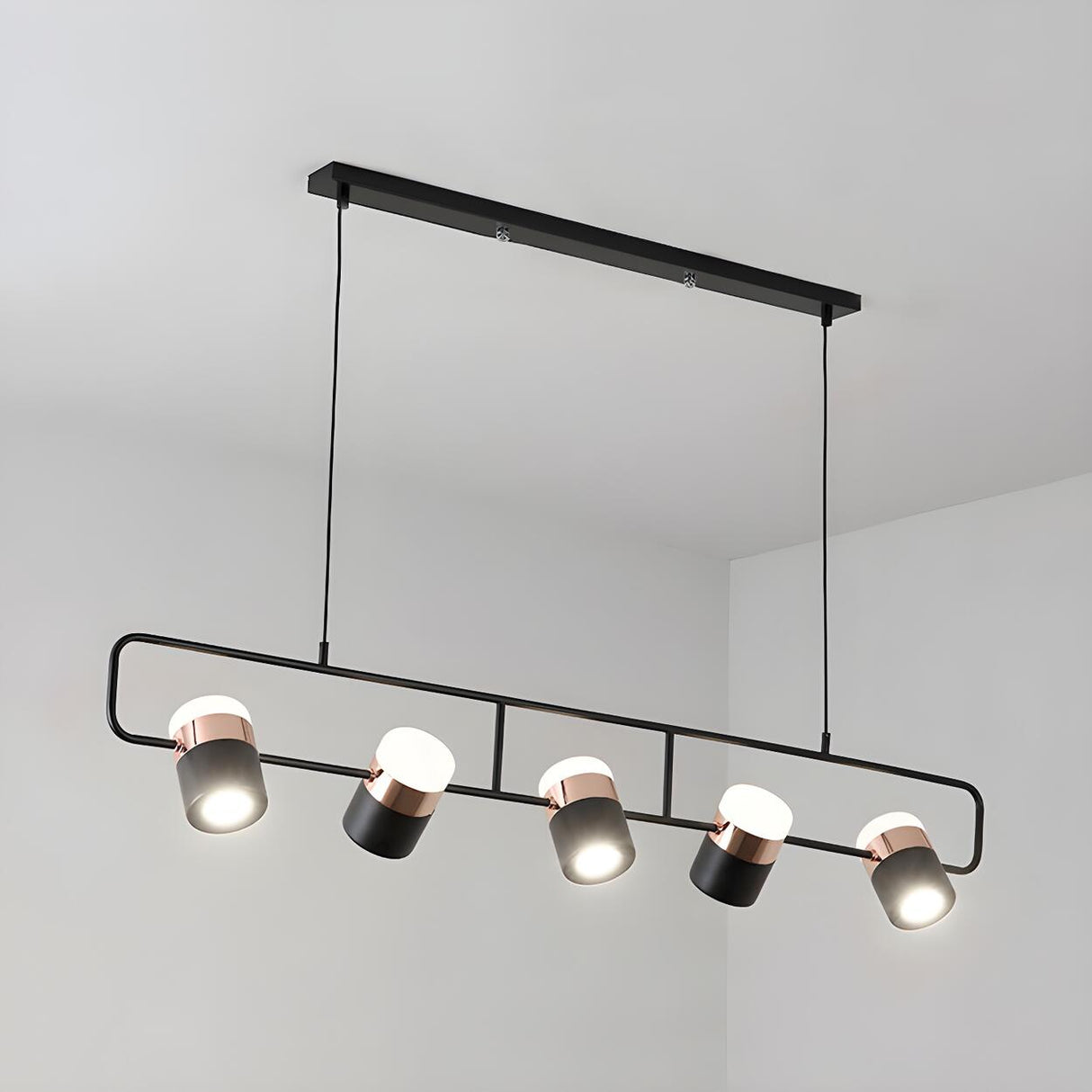 Modern Linear Island Pendant Light Cylinder Chandelier Image - 3