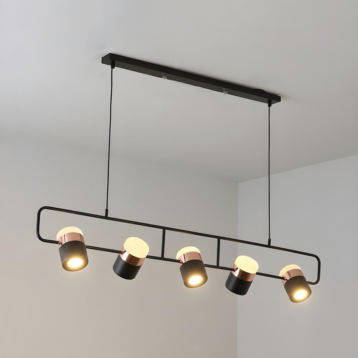 Modern Linear Island Pendant Light Cylinder Chandelier Image - 4