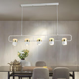 Modern Linear Island Pendant Light Cylinder Chandelier Image - 6