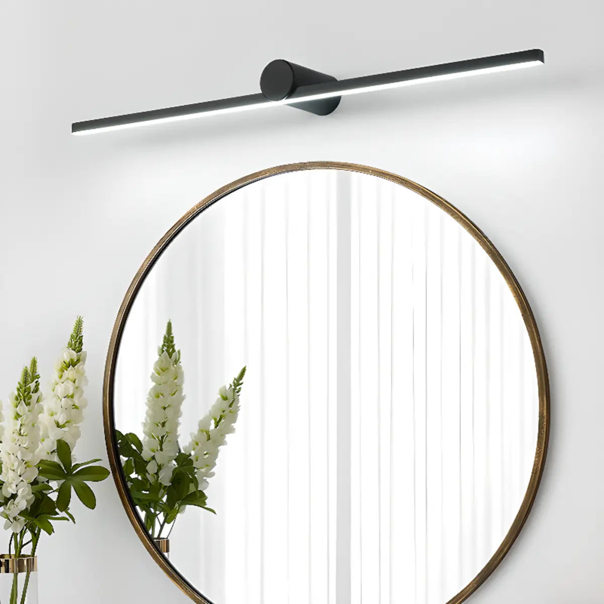 Modern Linear LED Vanity Light with Cylindrical Base Image - 3