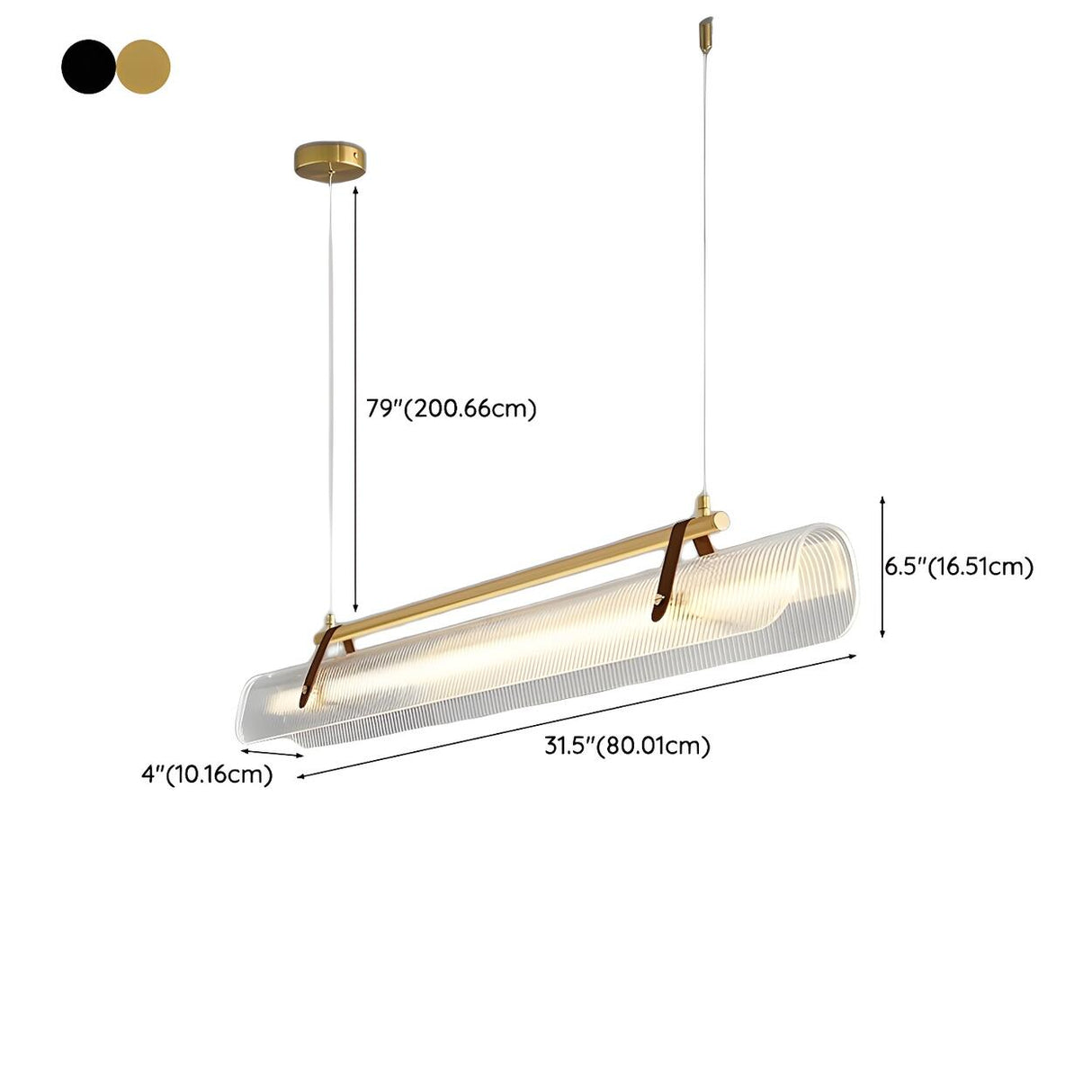 Modern Linear Ribbed Glass Adjustable Island Light 