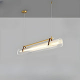 Modern Linear Ribbed Glass Adjustable Island Light Image - 3