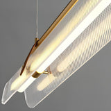 Modern Linear Ribbed Glass Adjustable Island Light Image - 7