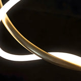 Modern Linear Twisted LED Ring Aluminum Chandelier Gold Image - 10