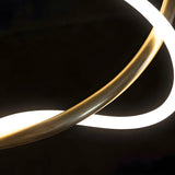 Modern Linear Twisted LED Ring Aluminum Chandelier Gold Image - 12