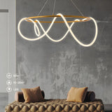 Modern Linear Twisted LED Ring Aluminum Chandelier Gold Image - 14