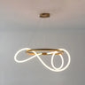 Modern Linear Twisted LED Ring Aluminum Chandelier Gold Image - 7