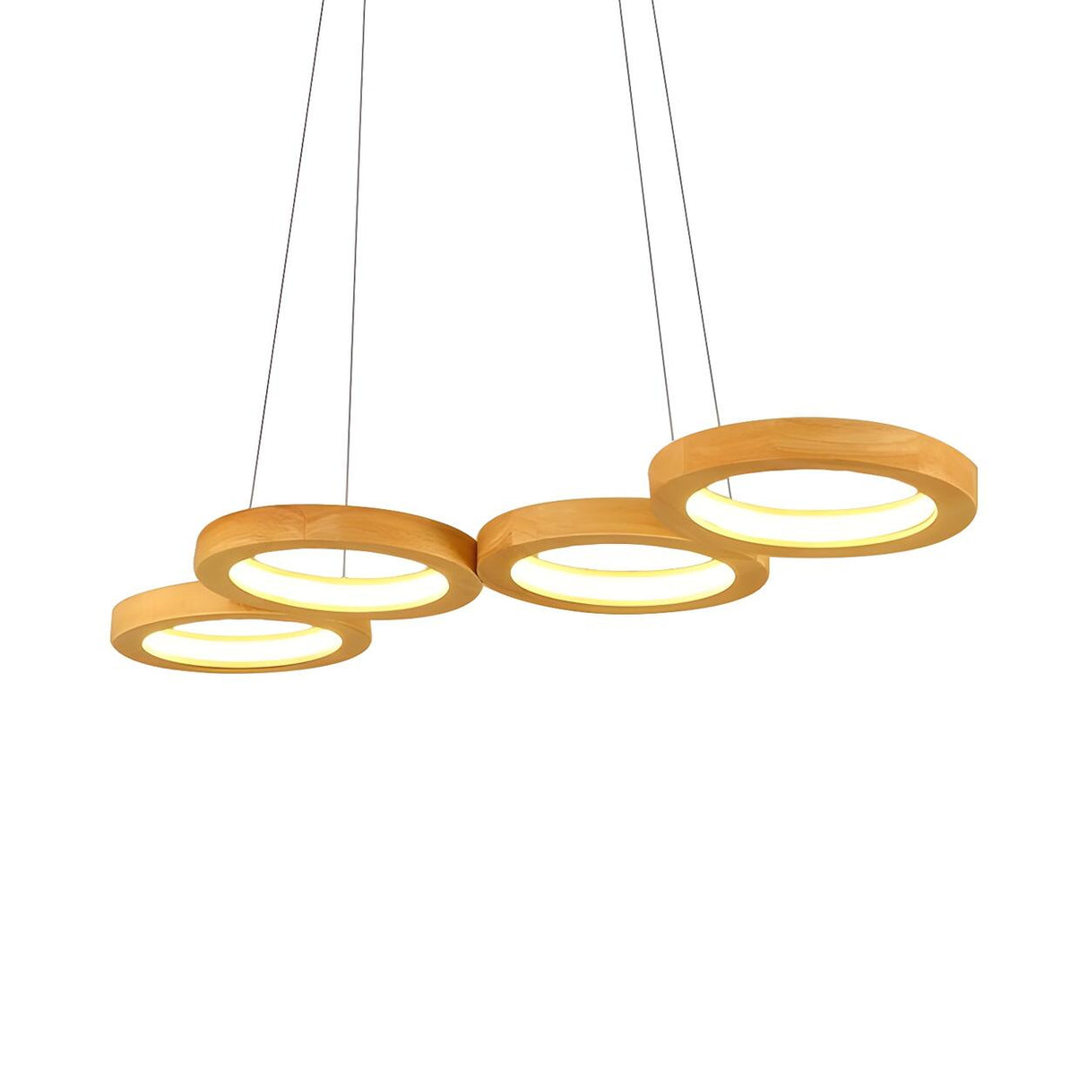 Modern Linear Wood Circle Pendant Dining Room Chandelier Image - 4