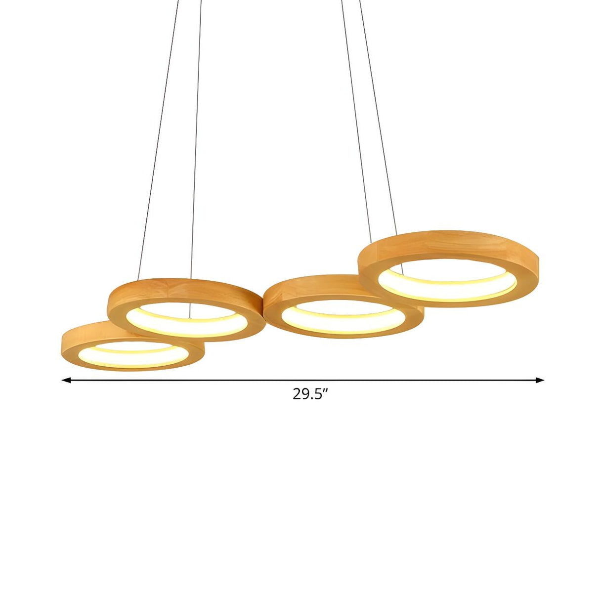 Modern Linear Wood Circle Pendant Dining Room Chandelier 