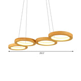 Modern Linear Wood Circle Pendant Dining Room Chandelier #size