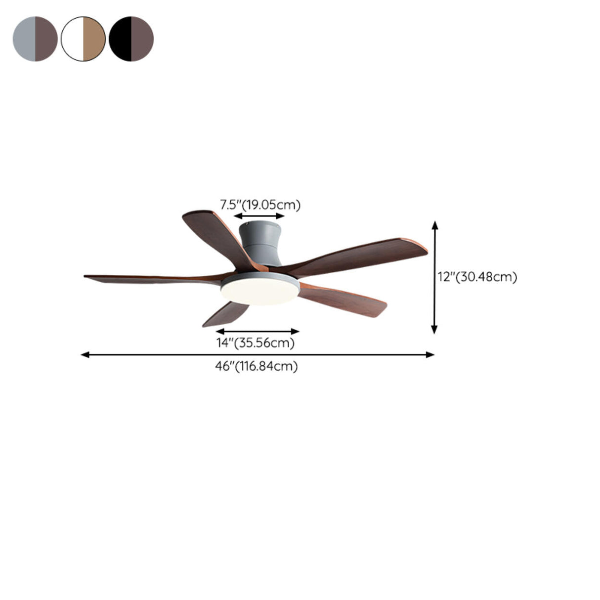 Modern Living Room 5 Wood Blades LED Ceiling Fan Light Image - 10