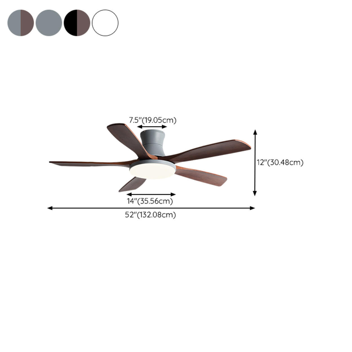 Modern Living Room 5 Wood Blades LED Ceiling Fan Light Image - 11