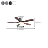 Modern Living Room 5 Wood Blades LED Ceiling Fan Light Image - 11