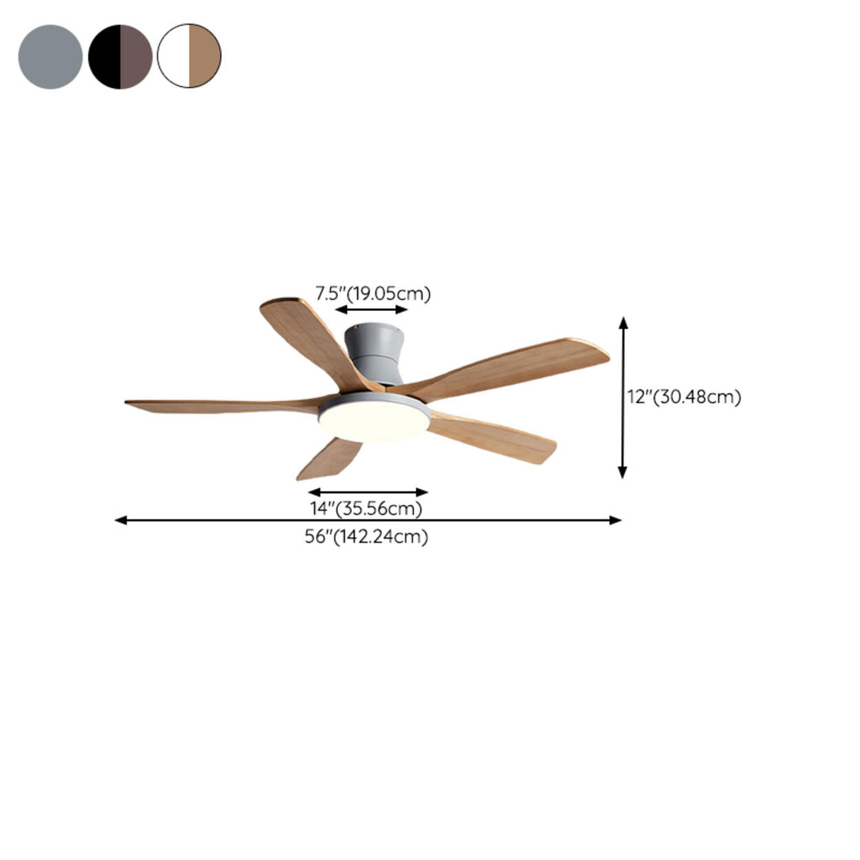 Modern Living Room 5 Wood Blades LED Ceiling Fan Light Image - 12