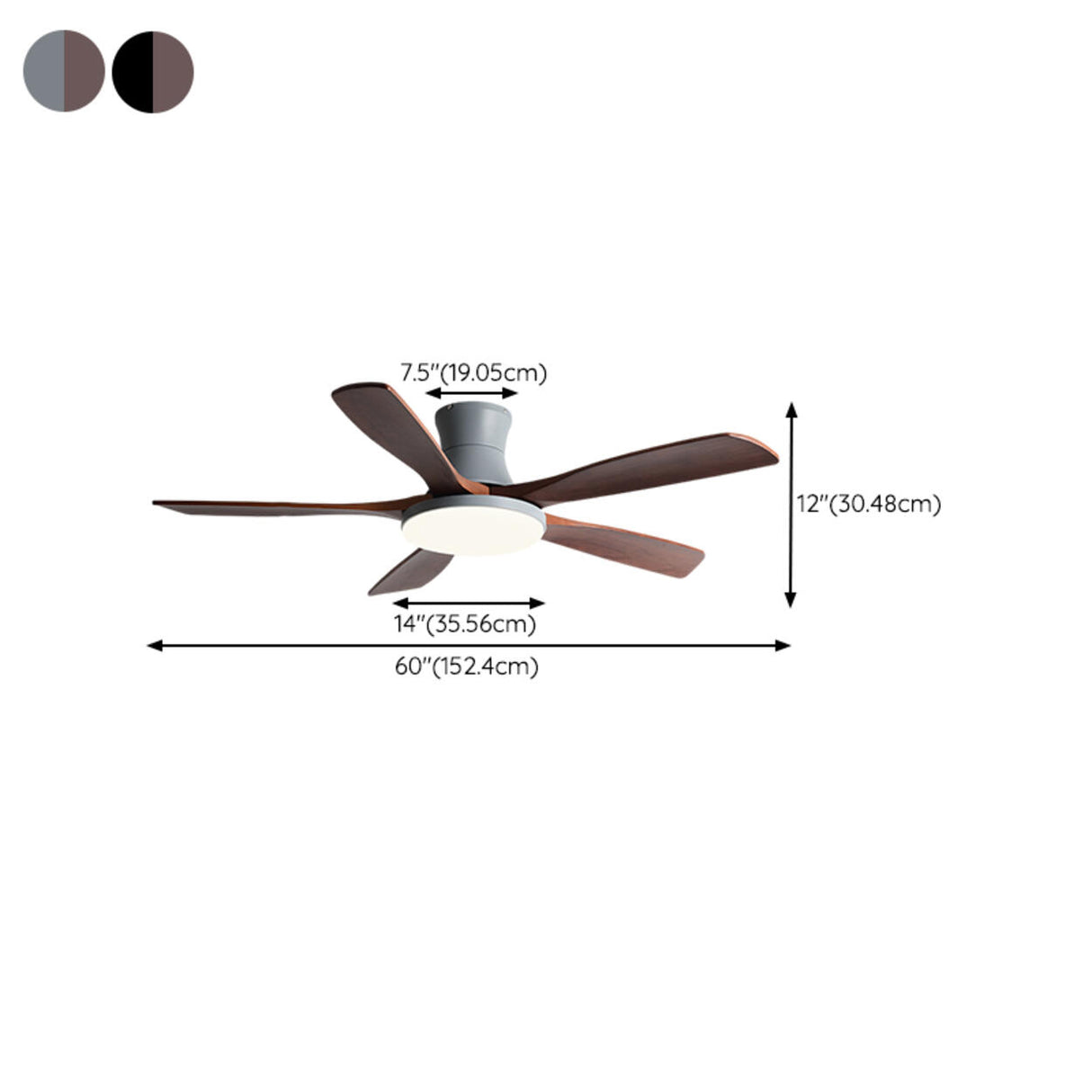 Modern Living Room 5 Wood Blades LED Ceiling Fan Light Image - 13