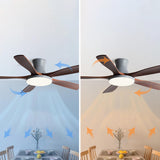 Modern Living Room 5 Wood Blades LED Ceiling Fan Light Image - 3