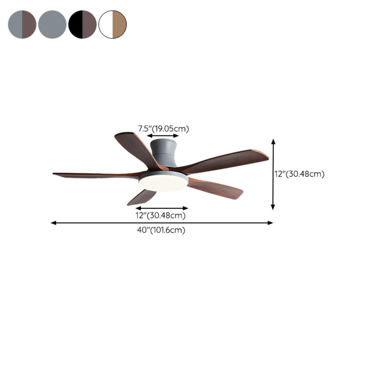 Modern Living Room 5 Wood Blades LED Ceiling Fan Light 