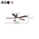 Modern Living Room 5 Wood Blades LED Ceiling Fan Light #size