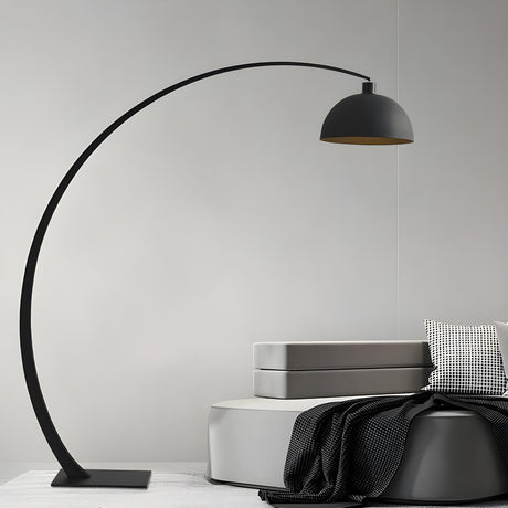 Modern Living Room Black Dome and Arc Floor Lamp Image - 1