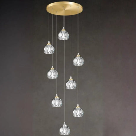 Modern Living Room Clear Crystal Ball Cluster Pendant Light Image - 2