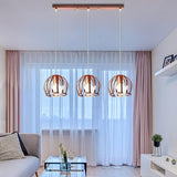 Modern Living Room Copper Wire Cage Dome Pendant Light Image - 1