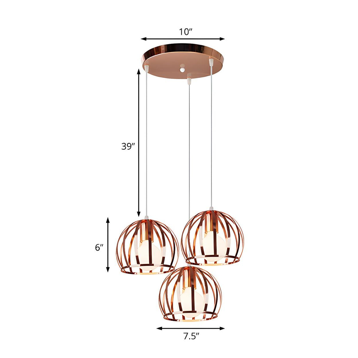 Modern Living Room Copper Wire Cage Dome Pendant Light 