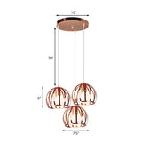 Modern Living Room Copper Wire Cage Dome Pendant Light #size