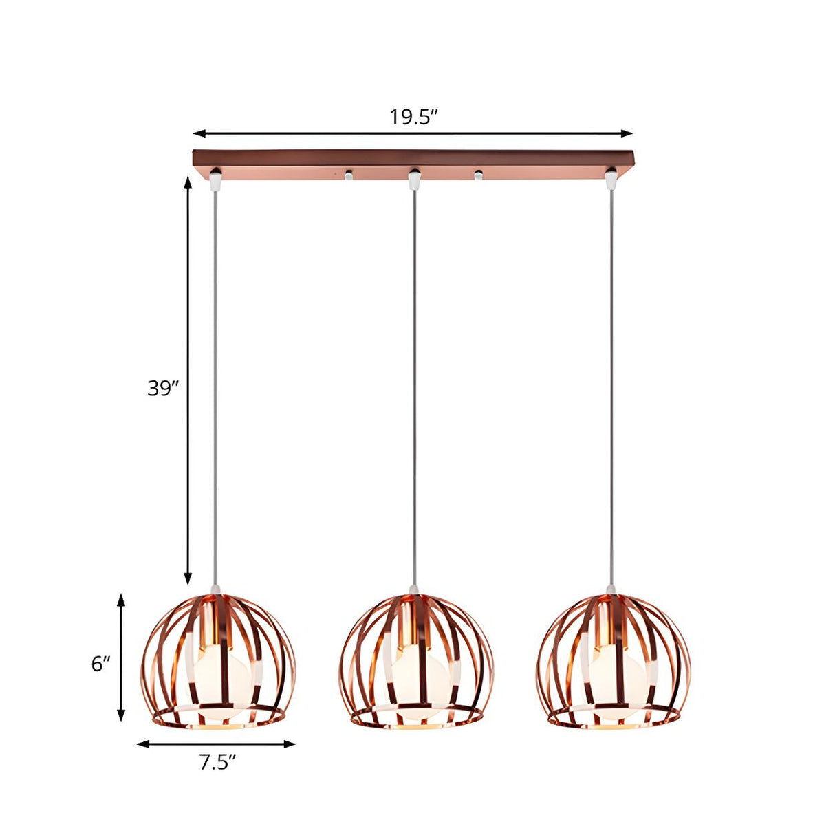 Modern Living Room Copper Wire Cage Dome Pendant Light Image - 11