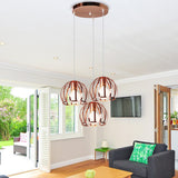 Modern Living Room Copper Wire Cage Dome Pendant Light Image - 6