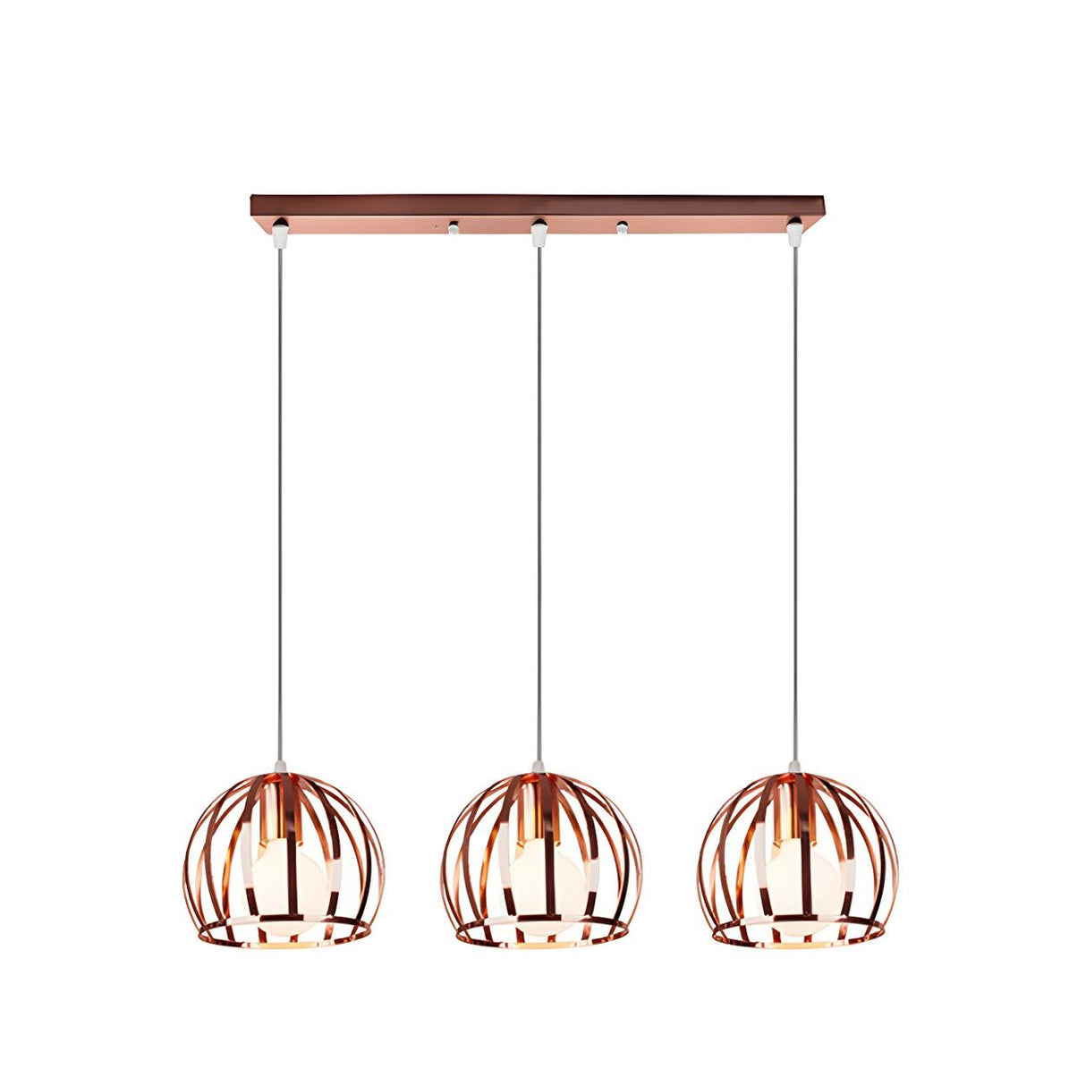 Modern Living Room Copper Wire Cage Dome Pendant Light Image - 7