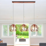 Modern Living Room Copper Wire Cage Dome Pendant Light Image - 8