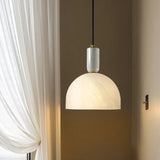 Modern Living Room Dome White Glass Pendant Light Image - 1