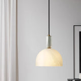 Modern Living Room Dome White Glass Pendant Light Image - 11