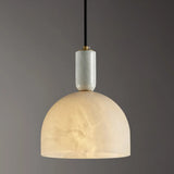 Modern Living Room Dome White Glass Pendant Light Image - 9