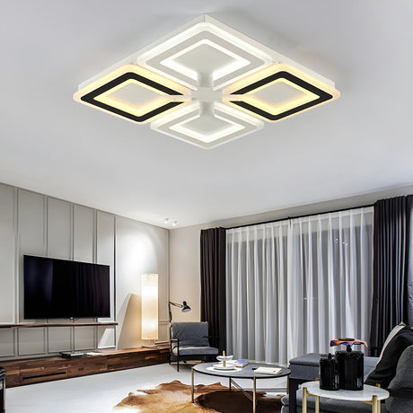 Modern Living Room Square LED Flush Mount Ceiling Light Image - 1