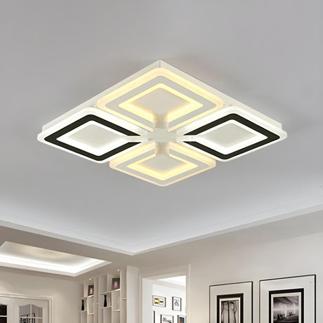 Modern Living Room Square LED Flush Mount Ceiling Light Image - 2