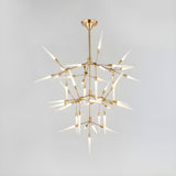 Modern Living Room Tiered Gold Angular Acrylic Chandelier Image - 3