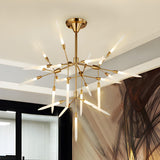 Modern Living Room Tiered Gold Angular Acrylic Chandelier Image - 4