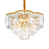 Modern Living Room Tiered Gold Crystal Chandelier Image - 3