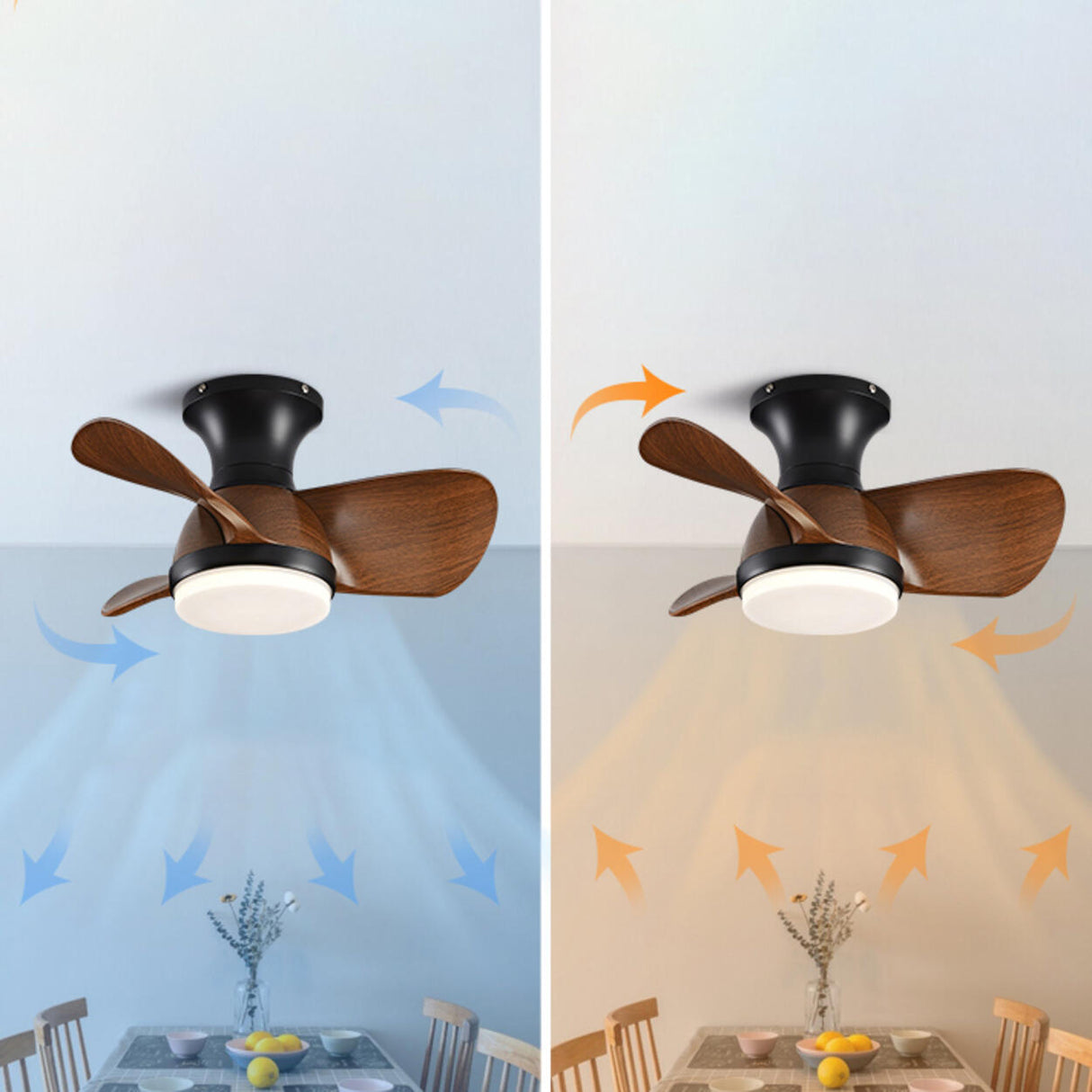 Modern Living Room Wood 3 Blades Ceiling Fan Light Image - 4