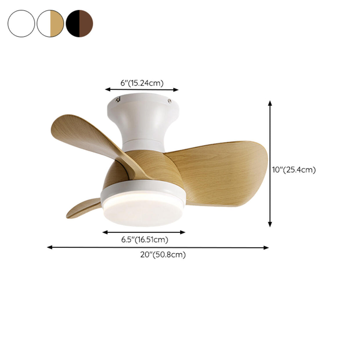 Modern Living Room Wood 3 Blades Ceiling Fan Light 