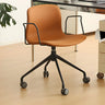 Modern Low-Back Leather Brown Office Chair with Casters Image - 3